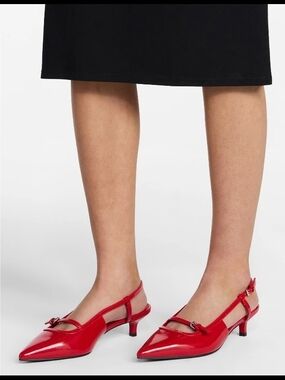 No Boundaries Women's Red Patent Mary Jane Flats Slingback Pointed Toe NWT Sizes